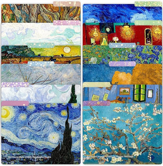 PARTH IMPEX 12 Pack Vincent Van Gogh Decorative File Folders, 1/3 Cut Tab with Assorted Positions, Letter Size Paper Holders (9.37” x 11.75”) Matte Finish Laminated for Office School Work