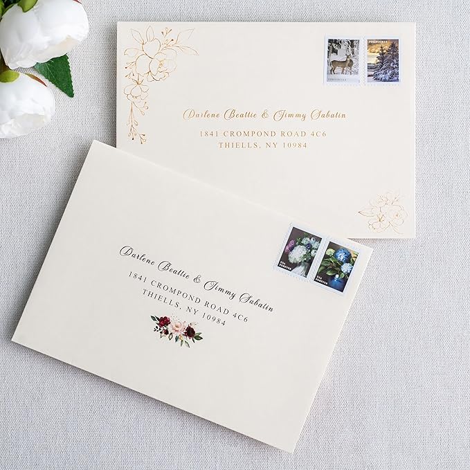 PONATIA 50 PCS 5x7 Envelopes, Self- Adhesive Cream A7 Envelopes for Weddings, Invitation Cards, Photos, Postcards, Greeting Cards Mailing, Baby Shower, Graduation, Christmas Gift Cards