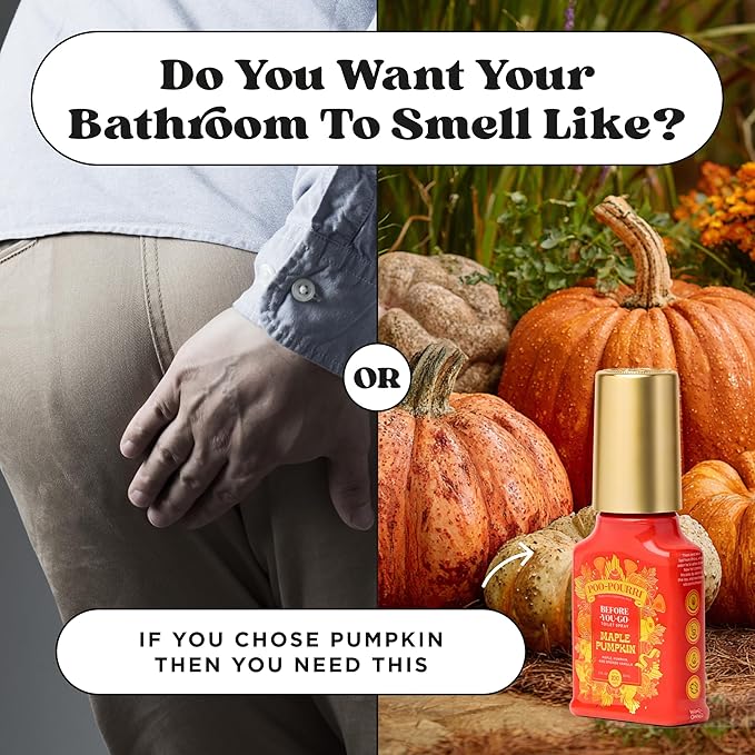 Poo~Pourri Maple Pumpkin 2oz Before-You-Go Toilet Spray - Instantly Trap Bathroom Odor - Plant Based Ingredients & Essential Oils - No synthetic fragrance - Maple, Pumpkin, and Smoked Vanilla Scent