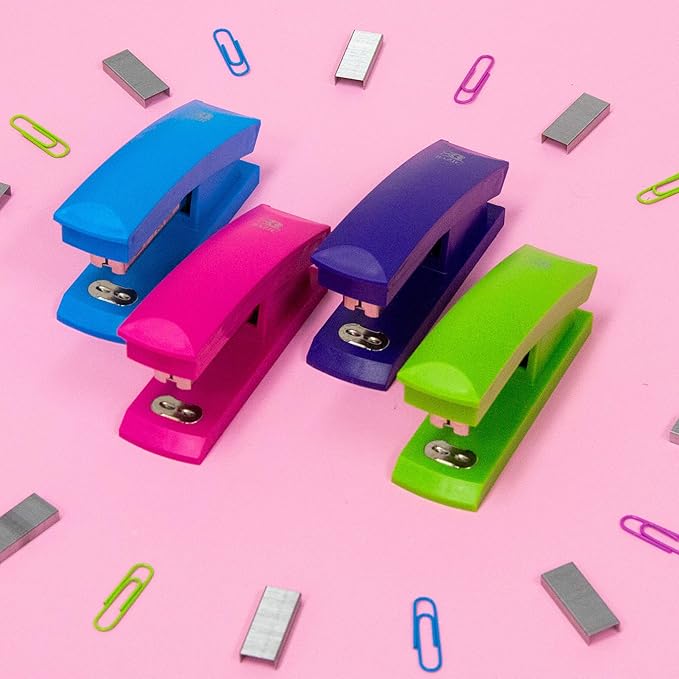 BAZIC Desktop Stapler Standard (26/6), 20 Sheets Bright Color Desktop Staplers for Home Office School, 1 Unit, Random Color