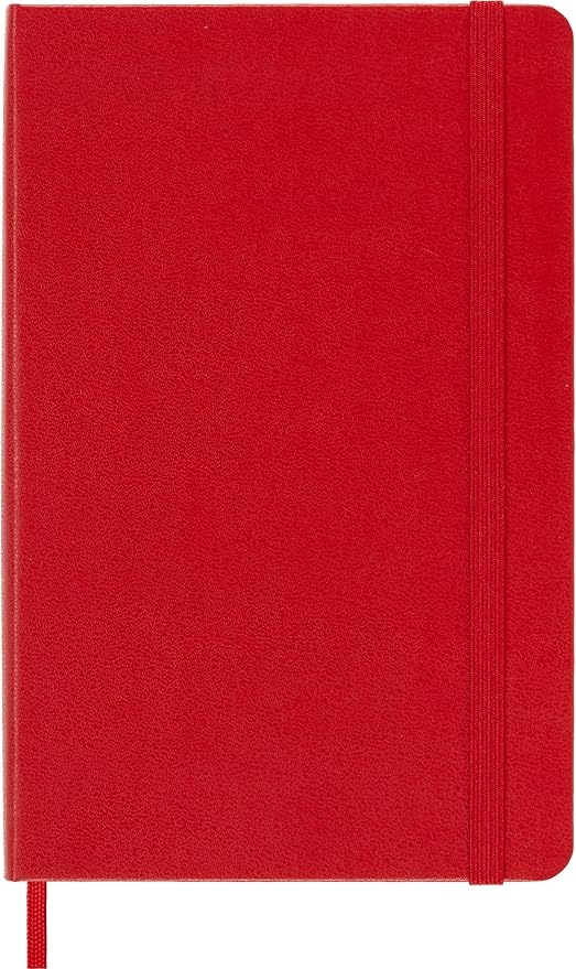 Moleskine Classic Notebook, Hard Cover, Medium (4.5" x 7") Ruled/Lined, Scarlet Red, 208 Pages