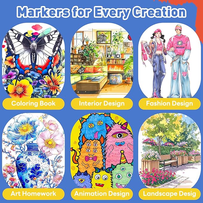 Alcohol Markers Dual Tip - 80+4 Colors Drawing Marker Alcohol Based Markers Set for Adult Kids Coloring Book Art Marker Pens with Carrying Case