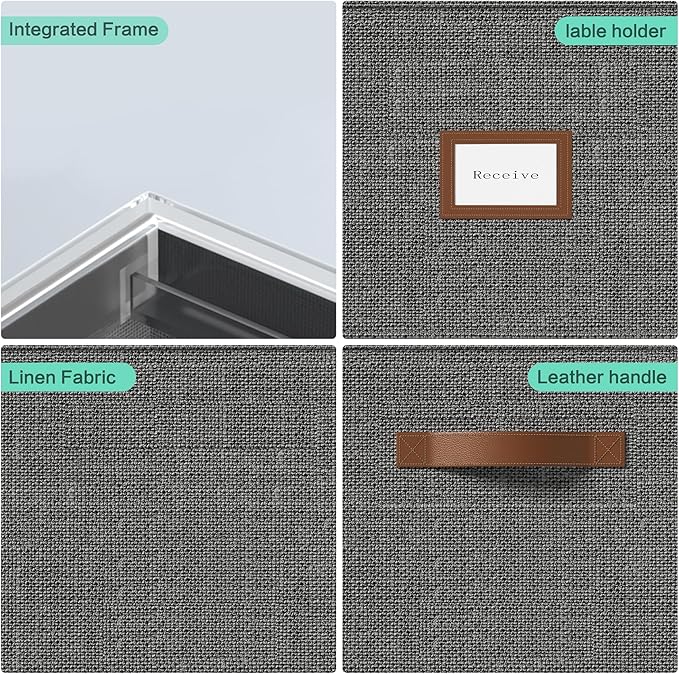 File Box for Hanging, File Organizer Box with Lid Decorative File Folders Letter Size Organizer with One-Piece Integrated Plastic Slide Rail (Grey, 13.2x10.1x10.1inch(3pack))