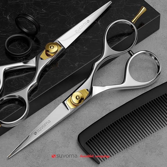 Suvorna Beard & Mustache Scissors for Men - 5" Grooming Scissors for Trimming, Cutting, and Shaping Facial Hair - Japanese Steel Hair Cutting Scissors for Barbers, Professionals & Home Use