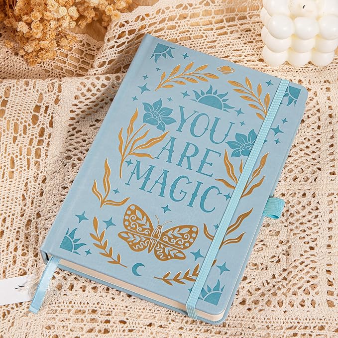 Bullet Dotted Notebook for Women Men, 190 Numbered Pages Journal, A5 Butterfly Floral Journals for Writing, Aesthetic Notebooks, Work School Note Taking, 5.4" x 8.4"