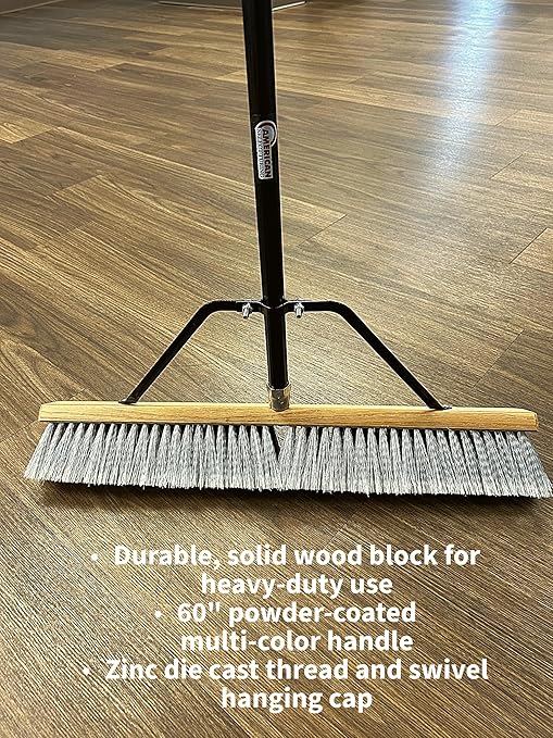 American Select Tubing Pbma24004 Heavy Duty 24" Multi-Surface Push Broom with Silver/Black Handle