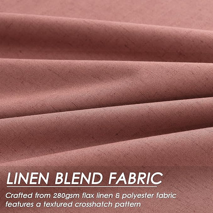 100% Blackout Linen Curtains 108 Inch Length 2 Panels Canyon Rose Drapes Loop Pocket Rod Pocket Flax Linen Drapes Thermal Insulated Total Blocking Curtains for Dining Room High Ceiling 52X108
