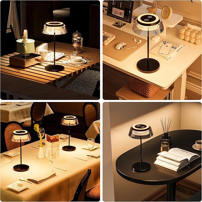 Table Lamp Set of 2 Rechargeable Cordless Desk Lamp 5500mAh Battery Operated Waterproof Portable USBC LED Nightstand Lamp 3 Color Dimmable Touch Night Light for Bedroom Restaurant Party Outdoor