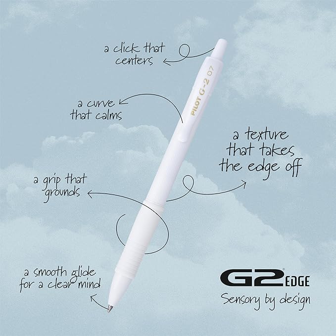 PILOT G2 Premium Gel Roller Pens, Edge White Pen, Sensory Writing Experience, Fine Point 0.7 mm, 8ct Box - Ideal for School, Journaling & Office Writing