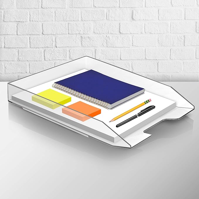 Acrimet Stackable Letter Tray Front Load, Letter Size, Plastic, Clear Crystal Color, 1 Unit