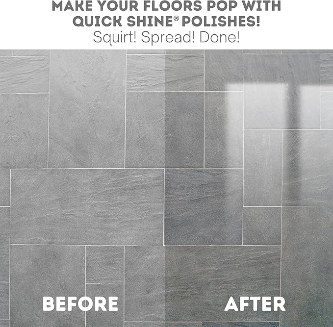 Quick Shine Multi-Surface Floor Finish-Polish 64oz-2pk | Safer Choice, No PFAS, pH Neutral Clean Shine Technology | Squirt & Spread | For Wood, Laminate, LVP, LVT, Tile & Stone | Made in USA