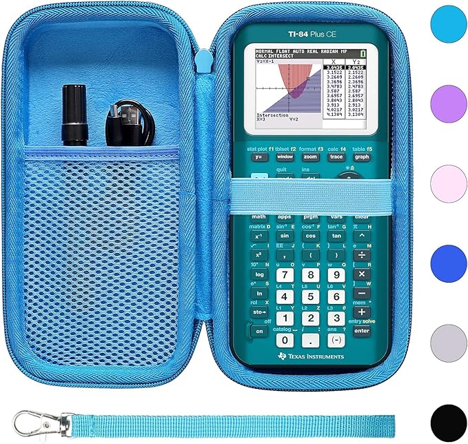 Calculator Case Compatible with Texas Instruments TI-84 Plus CE/TI-84 Plus/TI-Nspire CX II CAS/TI-Nspire CX II/TI-83 Plus/TI-89 Titanium/TI-85 / TI-90 Color Graphing Calculator by XANAD (Wathet)