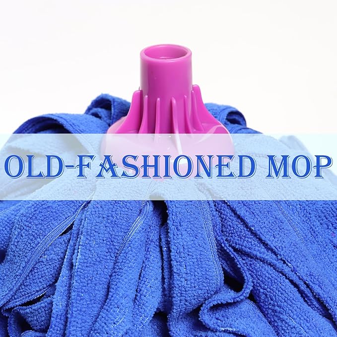 2 Mops, 59-Inch Traditional Mops for Floor Cleaning: Wet & Dry, with 2 Long Handles & 2 Mop Heads