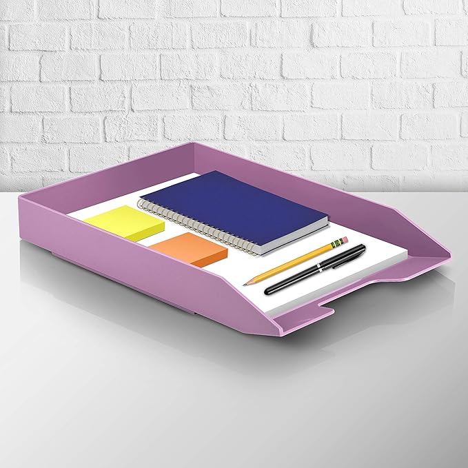 Acrimet Stackable Letter Tray Front Load, Letter Size, Plastic, Solid Purple Color, 1 Unit