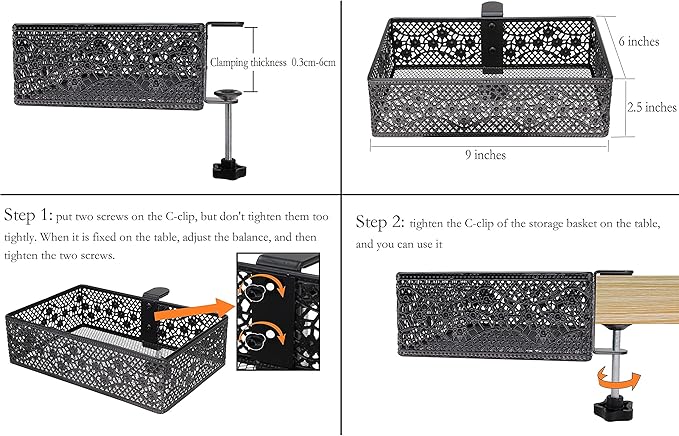 Clip-on Drawer organizers,desk organizer,can be clipped around the table to store small items (black)
