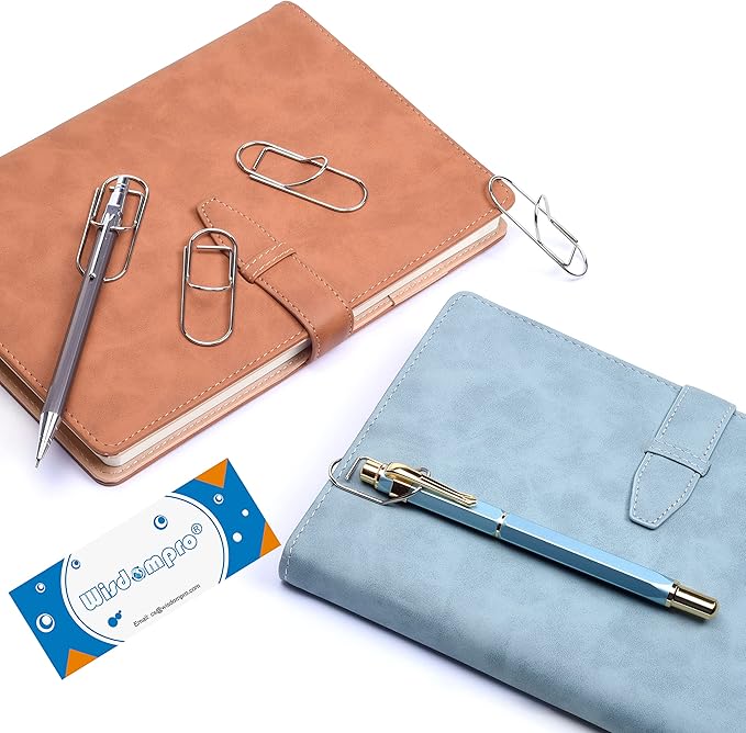 Wisdompro Pen Clip, 12 Pack Stainless Steel Pencil Clip Holder for Notebook, Books, Journal, Clipboard, Paper, etc. - Fits Almost Any Pen Size (Silver)