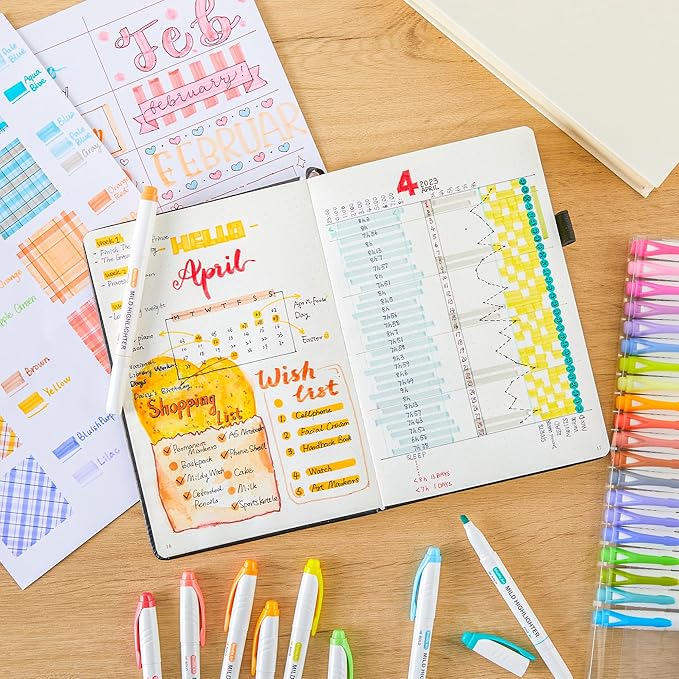 Shuttle Art 30 Colors Highlighters, Pastel Highlighter Pens Assorted Colors, Dual Tip Mild Color Highlighter Markers, Perfect for Teens, Kids and Adults Coloring, Underlining, Highlighting