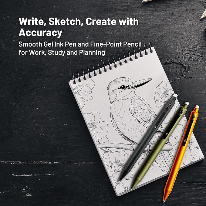 Everyman Taipan Orange Grafton Mechanical Aluminum Pencil, Premium 0.5mm Lead Writing, Drawing & Sketching, ideal for Professionals, Students and Architects & EDC Pencil