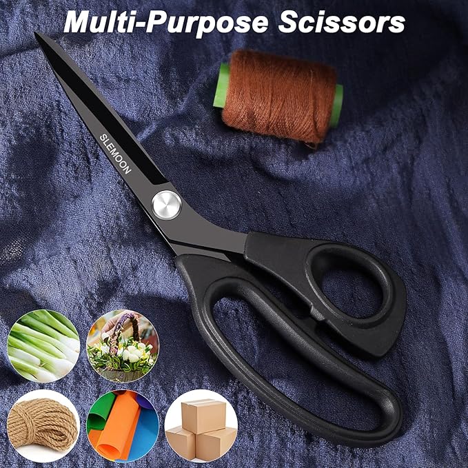 10" Scissors All Purpose, Heavy Duty Premium Stainless Steel Tailor Scissors, Comfort Grip Handles for Fabric, Leather, Sewing & Crafting