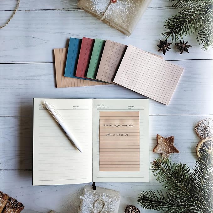 Lined Sticky Notes 4x6 Inches, 6 Vintage Colors Large Sticky Notes with Lines, Super Sticking Power Memo Pads, Total 270 Sheets