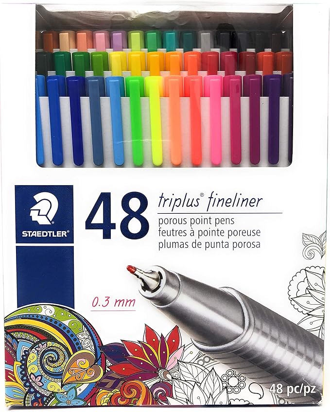 STAEDTLER Fineliner triplus Writing Pens - 48 Count Fiber Tip Pens