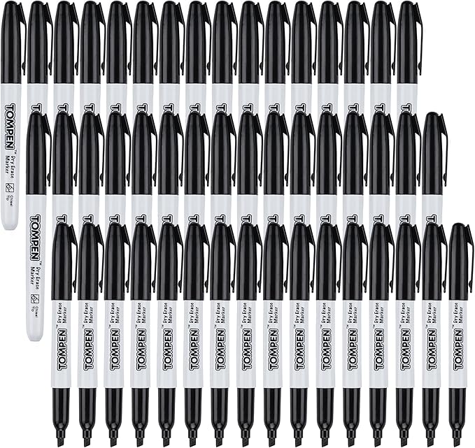 Dry Erase Markers Chisel Tip Black,48 Count Bulk,Erasable Whiteboard Markers with Low Odor Ink Quick-Drying for Calendar Boards Office Home School Writing Planning