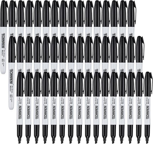 Dry Erase Markers Chisel Tip Black,48 Count Bulk,Erasable Whiteboard Markers with Low Odor Ink Quick-Drying for Calendar Boards Office Home School Writing Planning