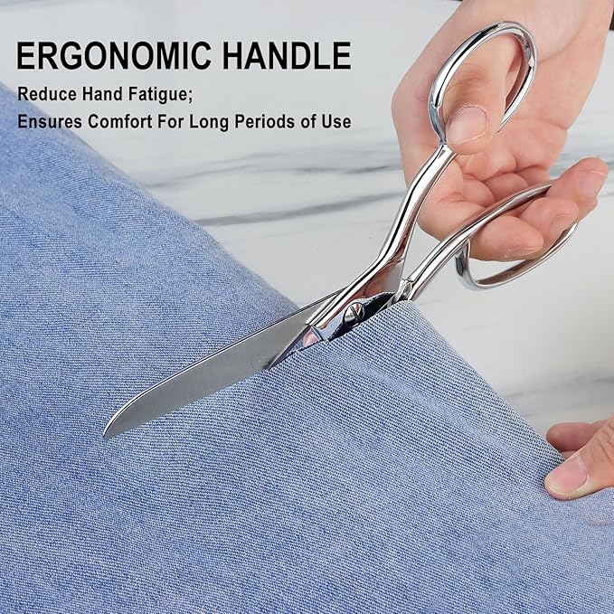 Stainless Steel Fabric Scissors – Professional Senior Tailor Sewing Scissors, Sharp Durable, Easily Cut Multiple Layers Fabrics, 8-Inch