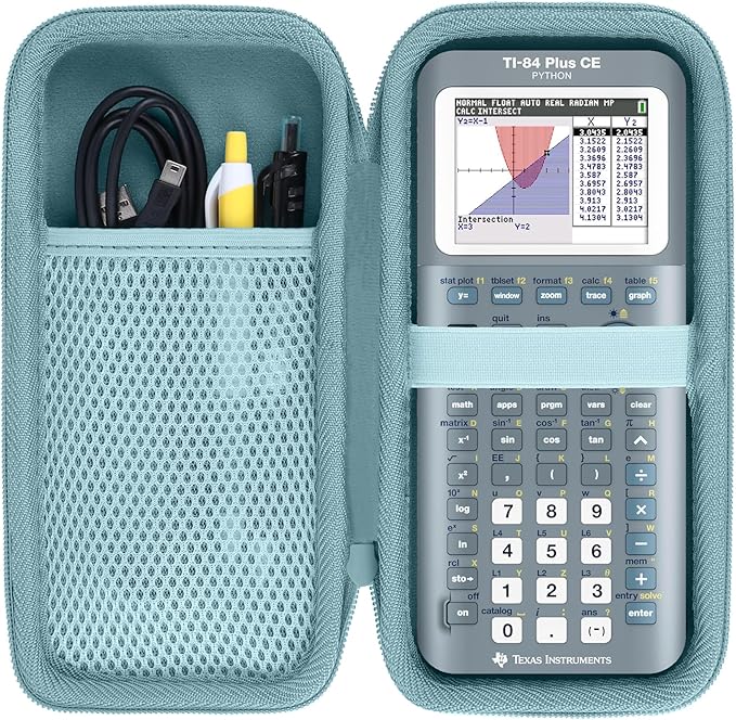 Hard Case Compatible with Texas Instruments TI-84 Plus CE/TI-84 Plus/TI-Nspire CX II CAS/TI-Nspire CX II/TI-83 Plus/TI-89 Titanium/TI-85 / TI-86 Color Graphing Calculator (Light Blue Case)