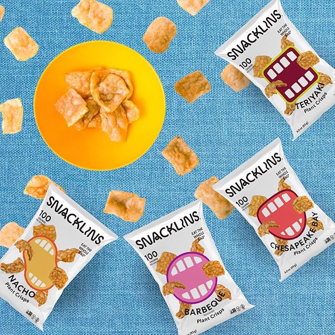 SNACKLINS Plant Based Crisps - Vegan Healthy Snacks - Gluten Free, Grain Free, Plant Based Crisps, 100% Kosher For Passover, Low Calorie - No Added Sugar, Crunchy, Puffed Snack - Variety Pack - 3oz Bag (Case of 12)