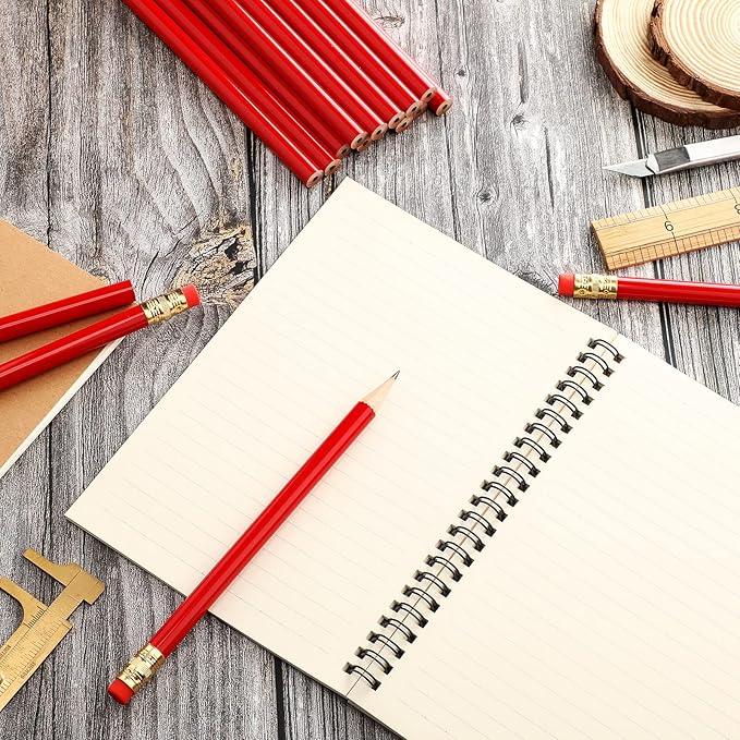 48 Pcs Jumbo Pencil, Wooden Pencil with Black Core for Carpenters Construction Workers Woodworkers Framers Beginners Students Teachers DIY Project(Red)