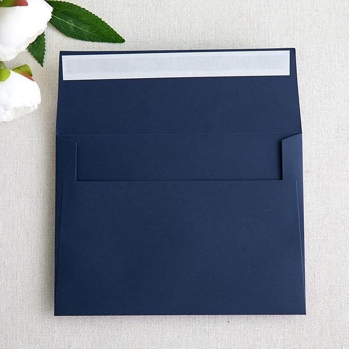 PONATIA 50 Pieces 5x7 Envelopes, A7 Envelopes Self Seal for Weddings, Invitation Cards, Photos, Postcards, Greeting Cards Mailing, Baby Shower, Graduation, Christmas Gift Cards (Navy Blue)