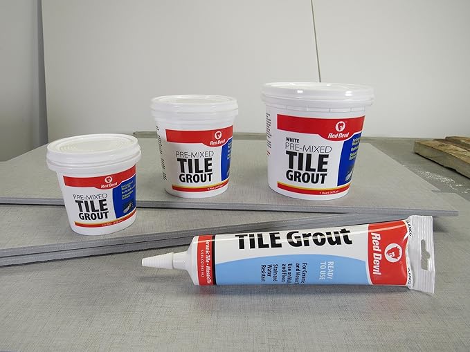 Red Devil 0428 Pre-Mixed Tile Grout - Professional Quality, Excellent Adhesion, Ideal for Wall & Floor Use - 1 Pint, White, Made in USA