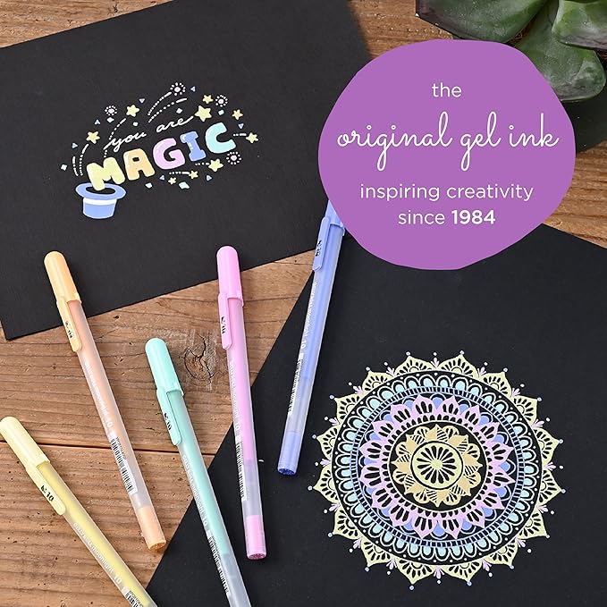 SAKURA Gelly Roll Moonlight 10 Pastel & Opaque Gel Pens - Bold Point Ink Pen for Journaling, Art, or Drawing - Assorted Pastel Ink - Bold Line - 10 Pack