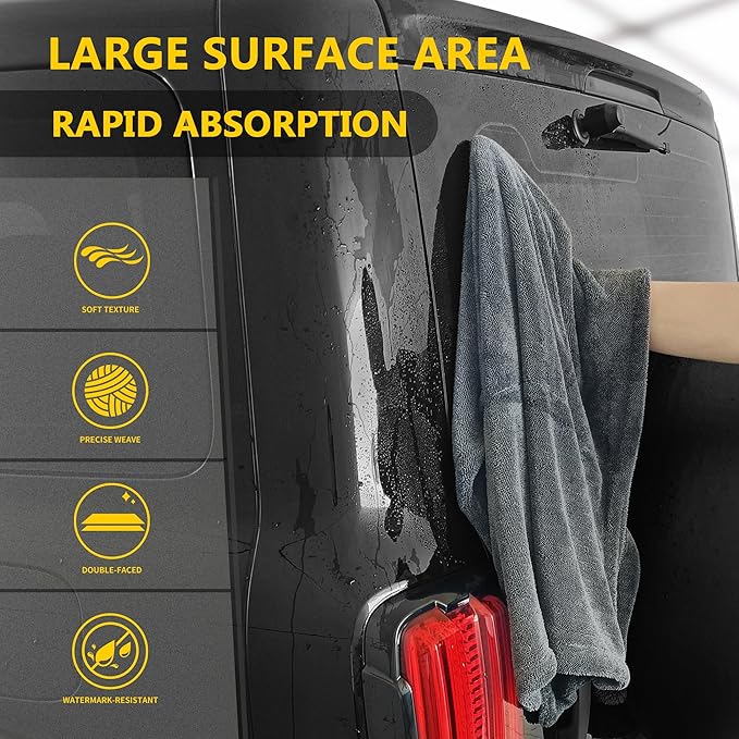 2 Pack Car Drying Towels (48”x24”),Extra Large Double-Twist Pile Drying Towels Car Detailing for Car Care Wash,Car Super Cleaning Supplies Chamois Cloth Accessories kit,Ultra Absorbency