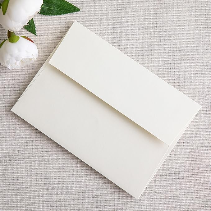 PONATIA 50 Pieces 5x7 Envelopes, A7 Envelopes Self Seal for Weddings, Invitation Cards, Photos, Postcards, Greeting Cards Mailing, Baby Shower, Graduation, Christmas Gift Cards (Ivory)