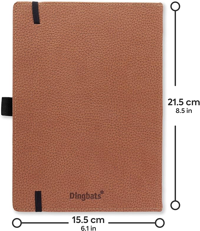 Dingbats* Wildlife Dotted Writing Journal Notebook A5 - Vegan Leather Hardcover - Ideal for Work, Travel - Pocket, Elastic Closure, & Bookmark