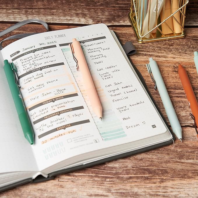 BLIEVE - Black Ink Gel Pens With Cool Matte Finish, Aesthetic and Cute Pens With Smooth Writing For Journaling And Bible Note Taking No Bleed Through, Cute School Supplies 8 Pack (Black Ink)