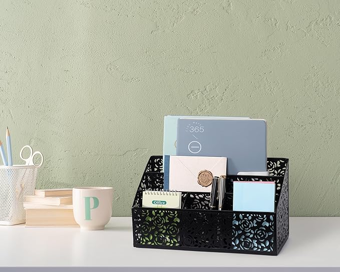 Mail Organizer Countertop, Modern Mail Holder Countertop, Desk Organizers and Accessories, Boho Desk Accessories, Bill Mail Papers Letters Organizer, Mail Sorters, Pencil holders(Black)