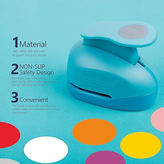 6 Craft Hole Punch Shapes 1 Inch Paper Punches for Crafting Handmade Scrapbooking Punches Mix Shapes Designs for Kindergarten Teacher Office Supplies Kids by BearBoss