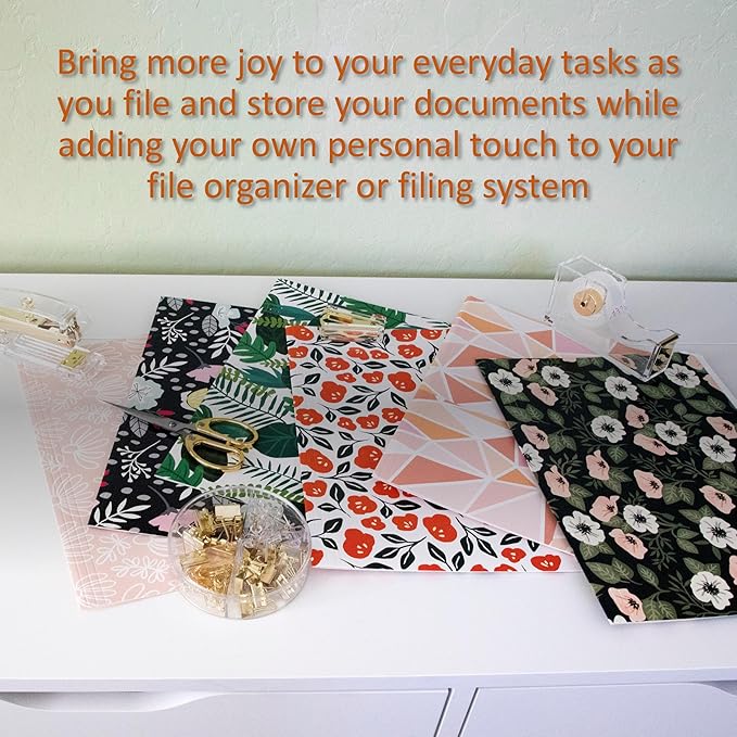 Cute File Folders, Set of 24 3-Tab Letter Size Decorative File Folders Boho Manilla 8.5 x 11 – Pretty Designer Home Office School Supplies (Enchantment)