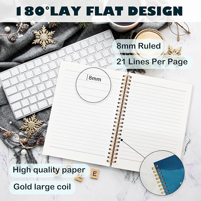 BearCake Be Still and Know That I am God Christian Notebook Journal, Christian Gifts for Women, Bible Notebooks for Note Taking, Bible Journaling Notebook, Blue Hardcover Spiral Notebook 5.5x8.3