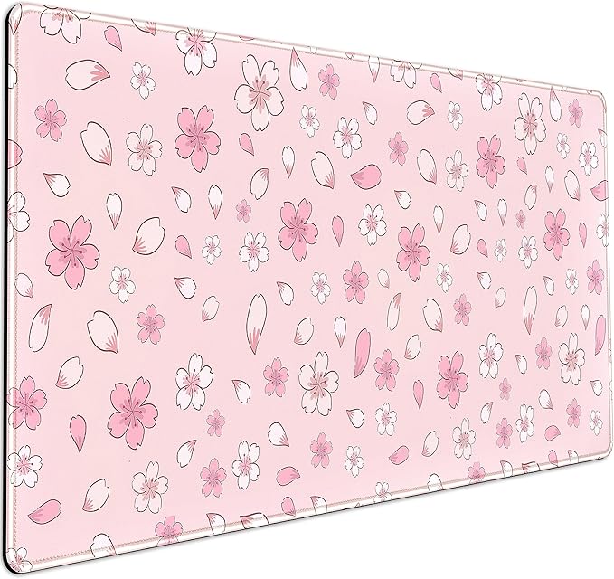 LuckyCow Pink Cherry Blossom Large Mouse Pad XXL 31.5''x15.7'', Pastel Anime Aesthetics Desk Pad Keyboard Mat Big Gaming Deskmat, Extended Mousepad Desk Accessories for Women Office Decor