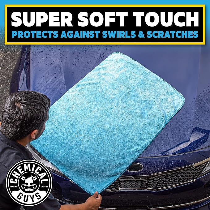 Chemical Guys Woolly Mammoth Large, Super Absorbent and Soft Microfiber Towels for Cars, Blue (36 x 25 inches) 2-Pack