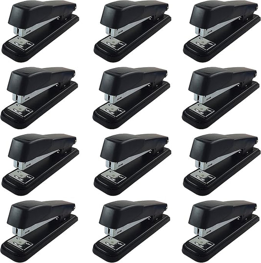 Clipco Stapler with 2000 Staples Full Desk Size Black (12-Pack)