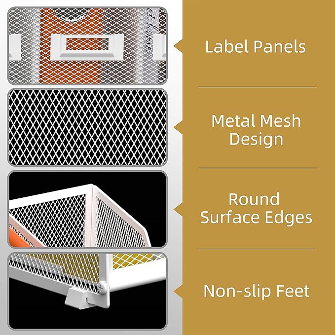 DALTACK Desk Organizers Metal Magazine File Holder with 5 Vertical Compartments Folder Storage Binder Organizer for Office Home School Organization, White Plus