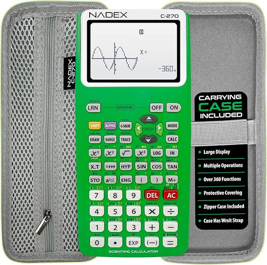 Scientific Calculator with Graphing, Includes Carrying Case, for College and High School Students, Calculus, Algebra, Geometry, Trigonometry, Statistics, Physics, Chemistry, Green