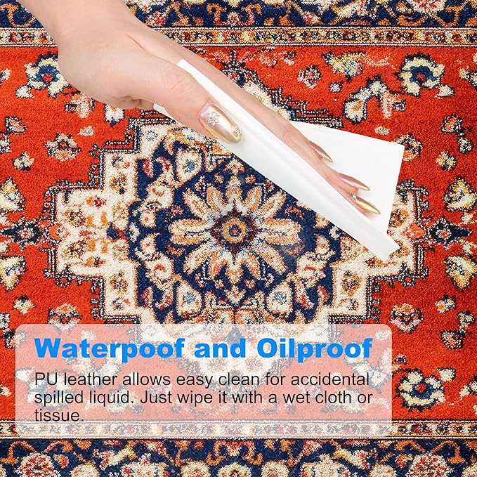 Desk Pad, Vintage Red Boho Rug XXL Gaming Mouse Pad with Stitched Edges,Non-Slip Waterproof Rubber Base Large Desk Mat for Keyboard and Mouse 35.4"x15.7"