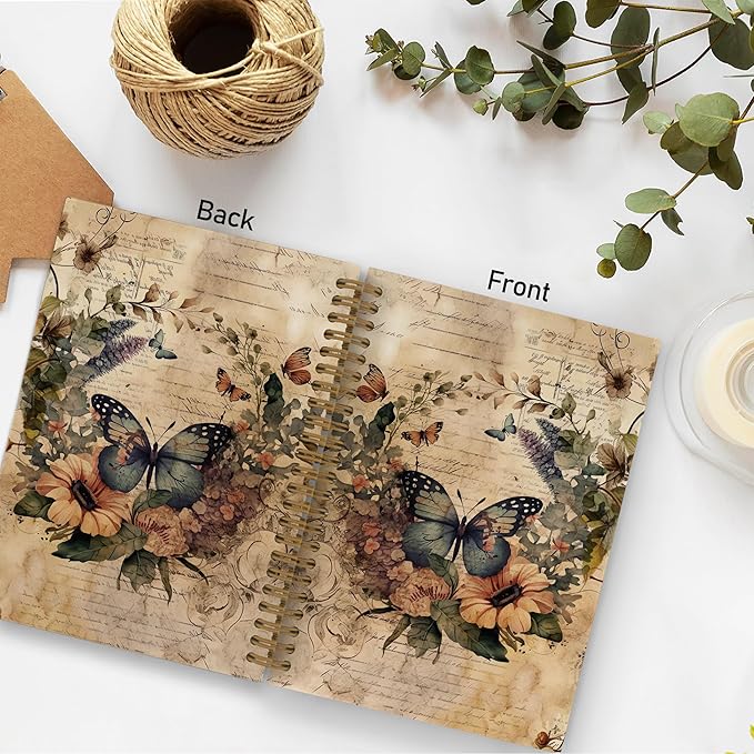 Butterfly Journal, Butterfly Spring Spiral Notebook, Butterfly Notebook, Butterfly Notebooks for School, Butterfly Floral Office Supplies Gifts for Women Girls Coworkers, 5.5x8.3 Inch