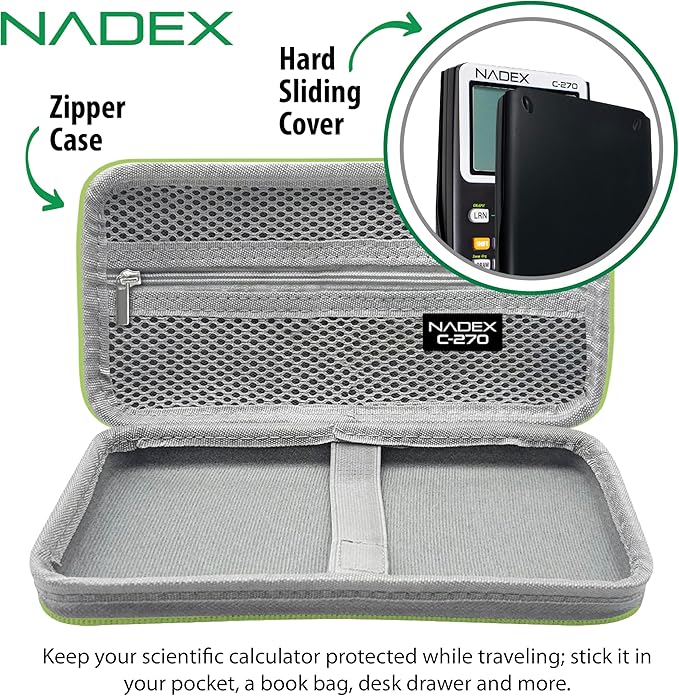 Scientific Calculator with Graphing, Includes Carrying Case, for College and High School Students, Calculus, Algebra, Geometry, Trigonometry, Statistics, Physics, Chemistry, Green